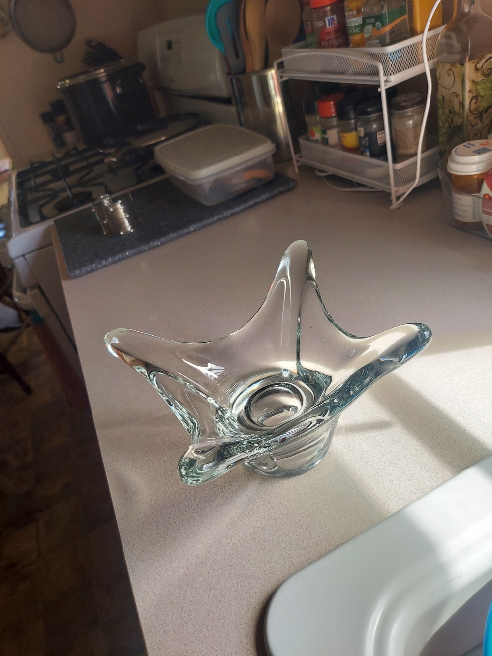 Crystal Glass Bowl Heavy Vintage Rare
